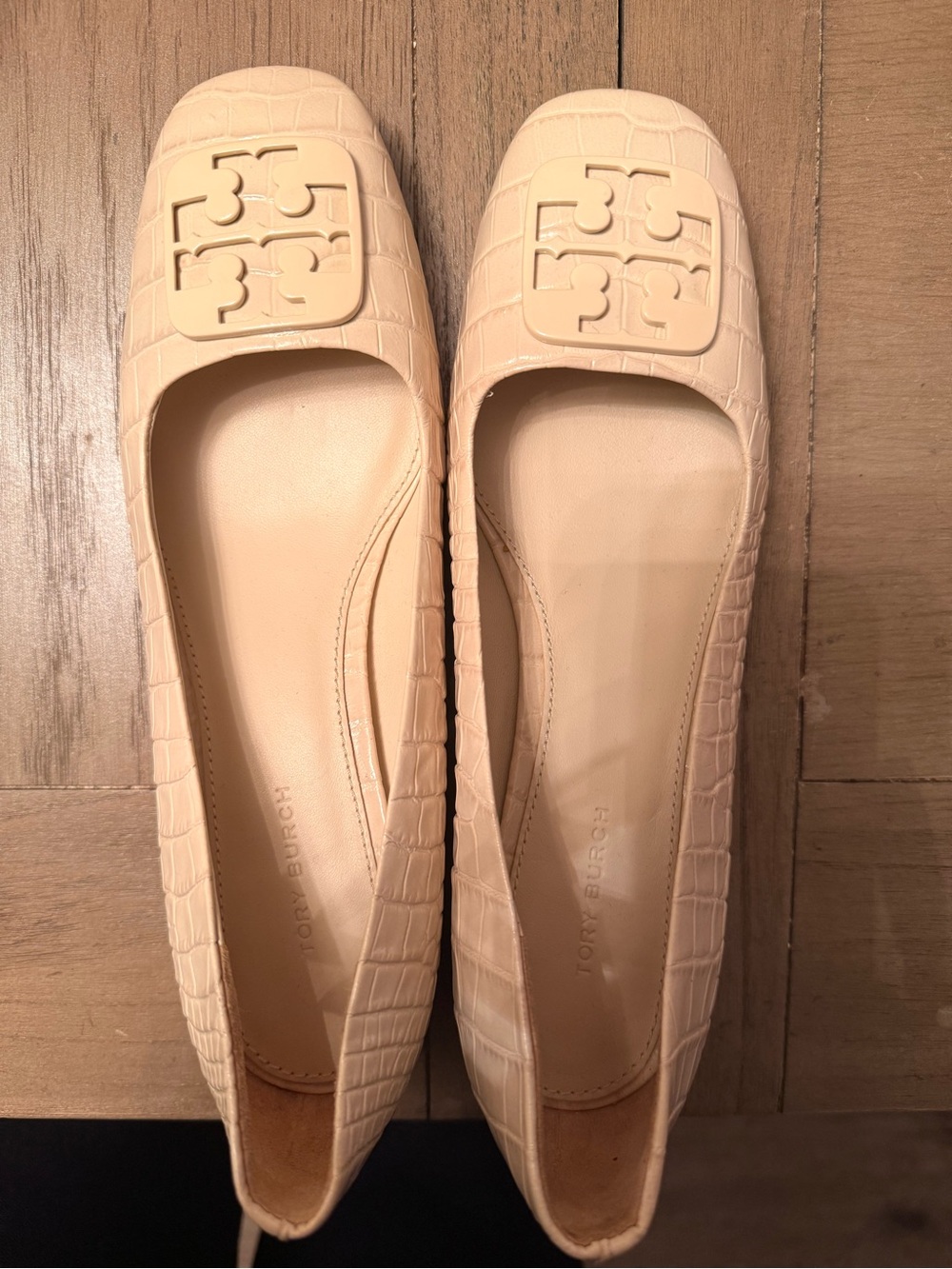 Tory Burch Women's Square Toe Croco Pumps